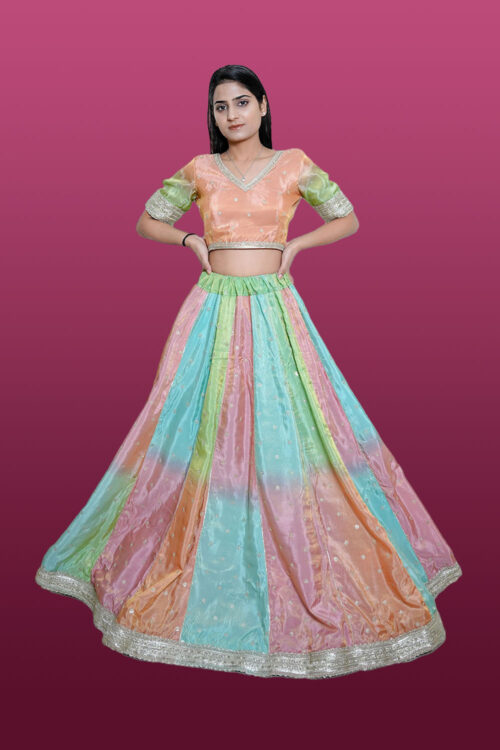 Pastel Multicolor Organza Lehenga Set