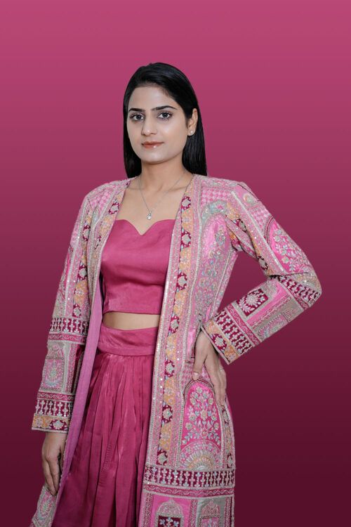 Pink Co-Ord Set with Embroidered Jacket