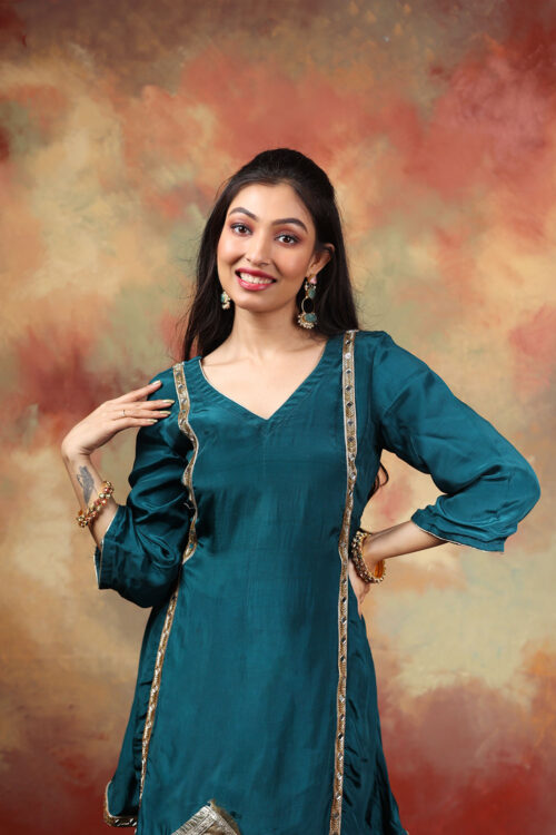 Teal Green Embellished Punjabi Suit Set
