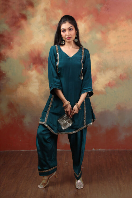 Teal Green Embellished Punjabi Suit Set